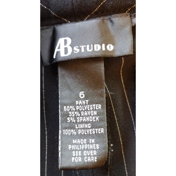 AB Studios Womens Pants Size 6 Black Pinstripe - Picture 4 of 9